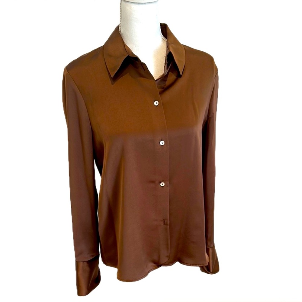 Elegant Brown Women's Button-Up Shirt